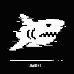 Fototapeta premium Pixel Art White Shark Loading.