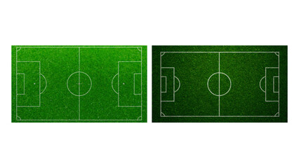Set of 2 Top View Soccer Football Field Illustration Green Grass Stadium Pitch Tactical Background Isolated Transparent Background © Habibah