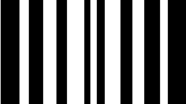 A series of evenly spaced thick vertical white bars alternating with black spaces creating a bold high-contrast striped barcode-like pattern