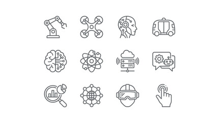 Fototapeta premium Collection of hand drawn icons representing various technology and security concepts.
