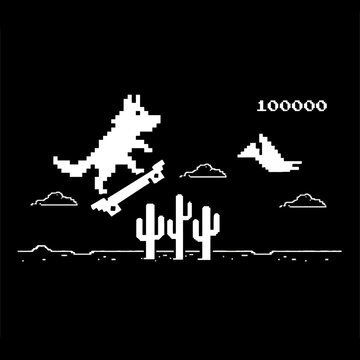 Dinosaur Playing Video Game Character.