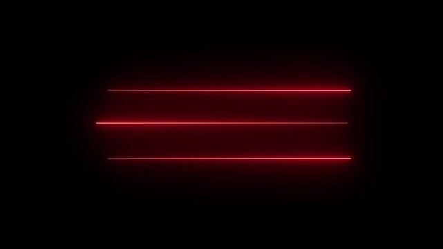 Straight neon red color  lazier line  black background 4k video