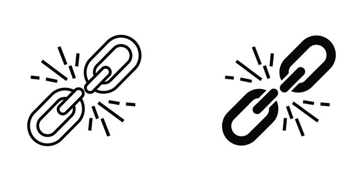 Broken Chain Link Icons Representing Disconnection and Security Breach