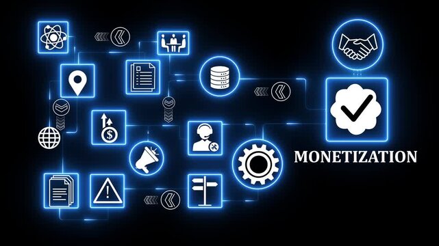 Digital Monetization Strategy and Online Revenue Growth with Neon Business Technology Concept