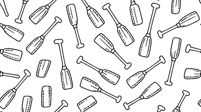 Collection of various oars and paddles illustration.