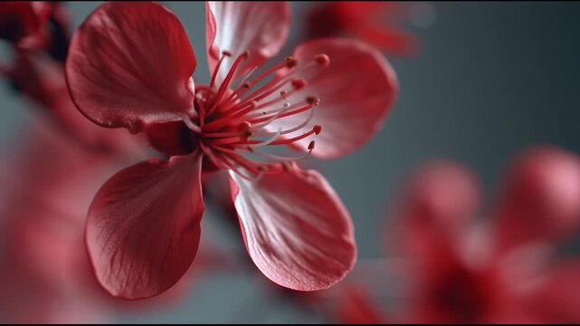 Closeup of red flower petals bloom.