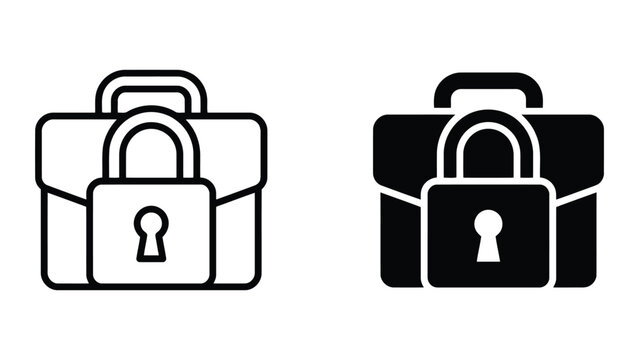 Briefcase with padlock icon representing secure business documents and confidential professional files for private corporate data management in a professional vector graphic design