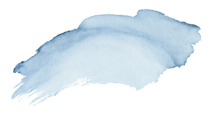 Light blue watercolor brush stroke with soft edges, isolated on transparent background © Giulia