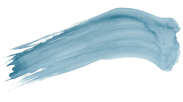 Light blue watercolor brush stroke, isolated on transparent background