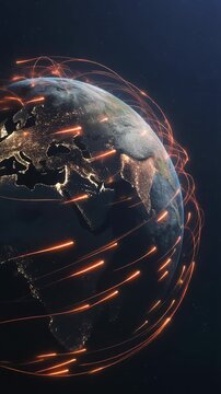 Global Connectivity and Data Flow Around Earth 4K Generative AI