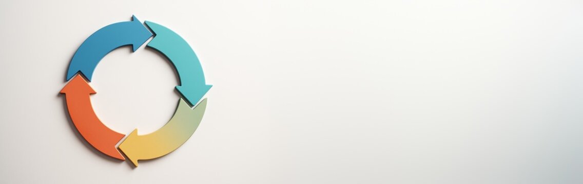 Colorful circular arrow infographic on light background with empty space for business design, advertising, or poster template concept. Ai generative