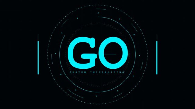 Countdown Digital Animation with Futuristic System Initializing and Blue Hud Elements to Go