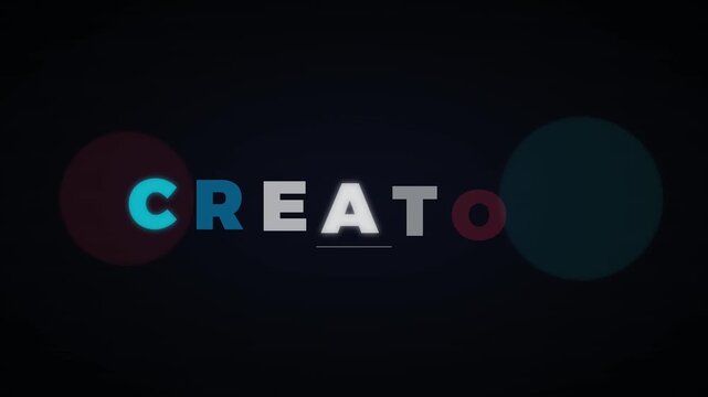 Animated graphic featuring the word CREATOR in multicolored sans-serif font with circular shapes.