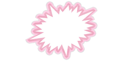 Pink comic speech bubble with jagged edges, pop art explosion frame for text, starburst comic book shout cloud, isolated vector illustration © Absarul