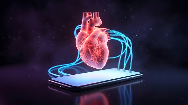 Abstract digital addiction concept with dopamine overload, glowing screens, fragmented attention, anxiety and cyber fatigue in surreal 3D style. AI Generated.