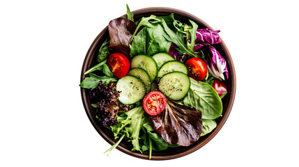 Fresh garden salad with tomatoes and cucumbers, isolated on transparent background