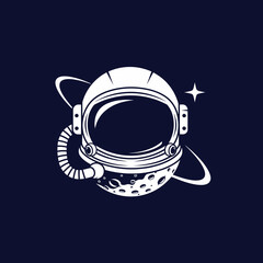 Space helmet with ring and star, astronaut gear floating in space © leandroo