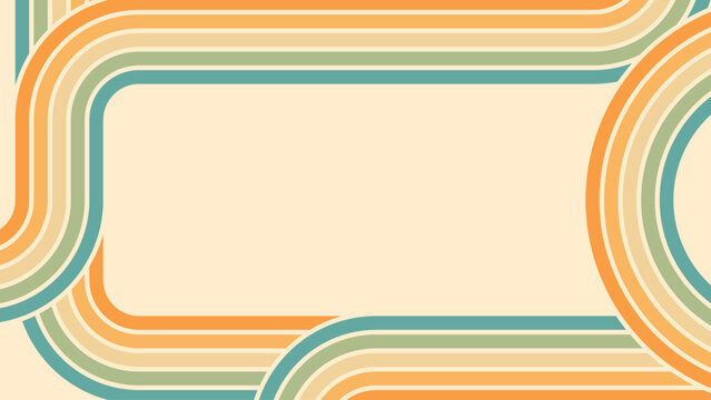 Abstract background of rainbow groovy Wavy Line design in 1970s Hippie Retro style. Vector pattern ready to use for cloth, textile, wrap and other.