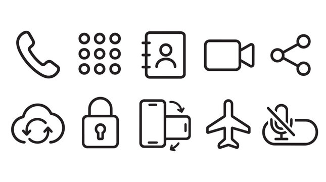 Smartphone interface linear icons set for mobile application design
