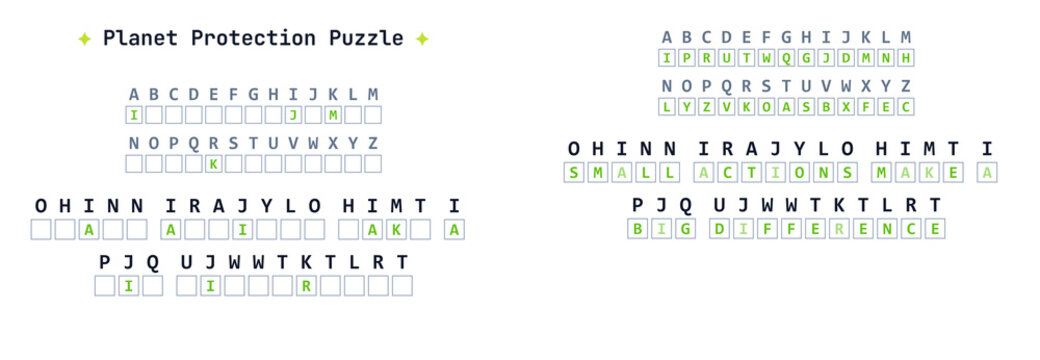 Planet Protection cryptogram puzzle with environmental secret message