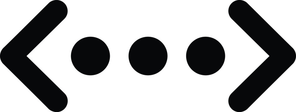 Code navigation interface elements with arrow and dot icons isolated on transparent background for web and app development.