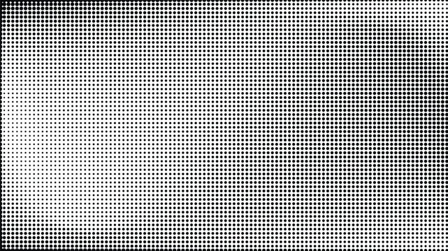 Abstract panoramic black and white halftone background with grid gradient dot texture