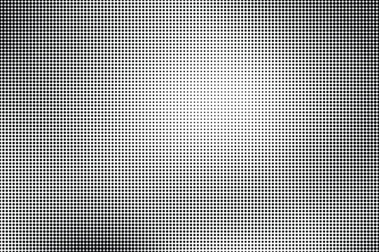 Abstract black and white halftone pattern background with structured grid gradient dot texture