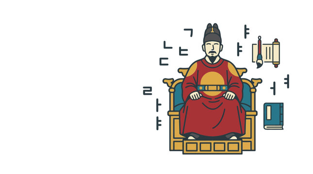 King Sejong the Great Illustrating Hangul Creation