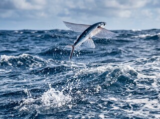 Fototapeta premium Flying fish leaping above ocean surface