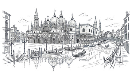 Gondolas on a Venice Canal. © mirzal