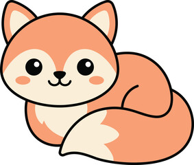 Fototapeta premium Cute kawaii cartoon fox character vector illustration