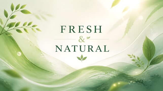 Organic nature-inspired abstract composition with fresh and natural elements. Elegant visual design featuring flowing forms, botanical textures and a clean eco aesthetic for wellness