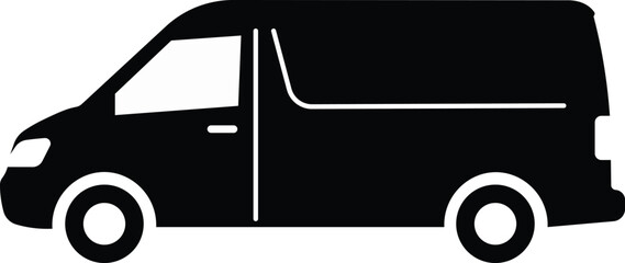 Black-and-white line-art delivery van silhouette © ABDUL MATIN