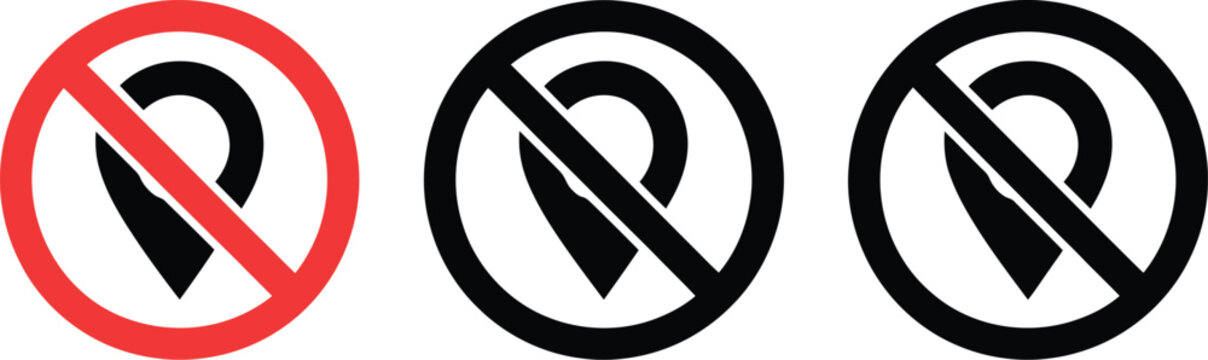 GPS signal icon set, location denied and navigation error symbols, satellite signal restriction concept, map tracking failure and warning alert, modern flat vector design for apps and websites