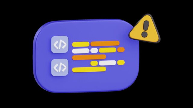3D Coding Syntax Error Warning Animation