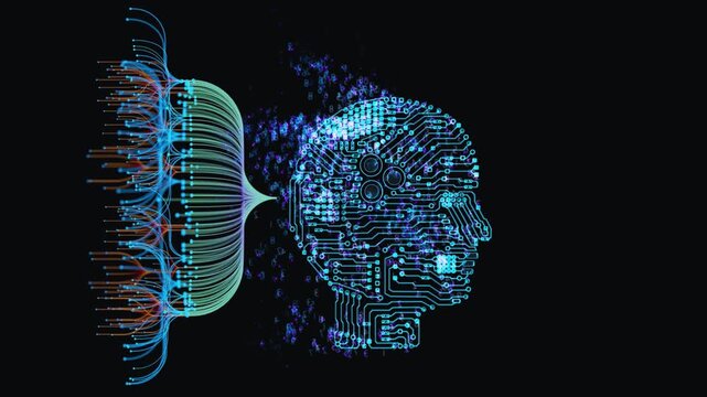 Neural network brain model connecting data streams concept artificial
