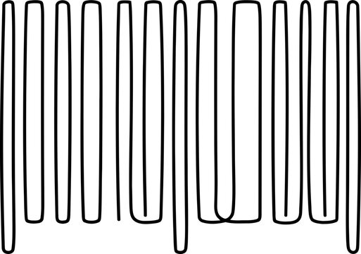 Abstract hand drawn continuous line art pattern of vertical loops.