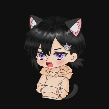 Cute chibi cat boy wearing hoodie vector illustration