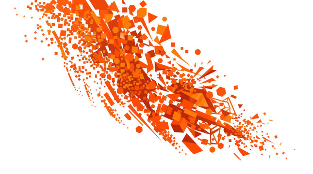 Vibrant orange particles explosion abstract.