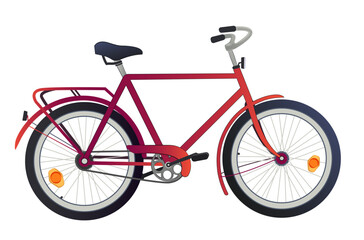 Fototapeta premium City bicycle. Red bicycle for city commuting. Isolated hand-drawn vector image.