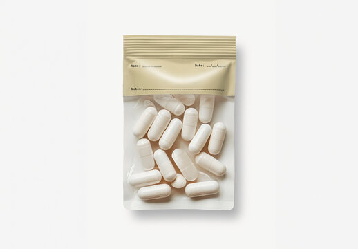 White Pills In Sealed Packaging Mockup PSD