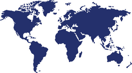 Fototapeta premium Dark Blue Silhouette World Map Vector Illustration Isolated on White Background