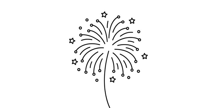 Hand drawn doodle of a simple firework explosion with stars for holiday celebration