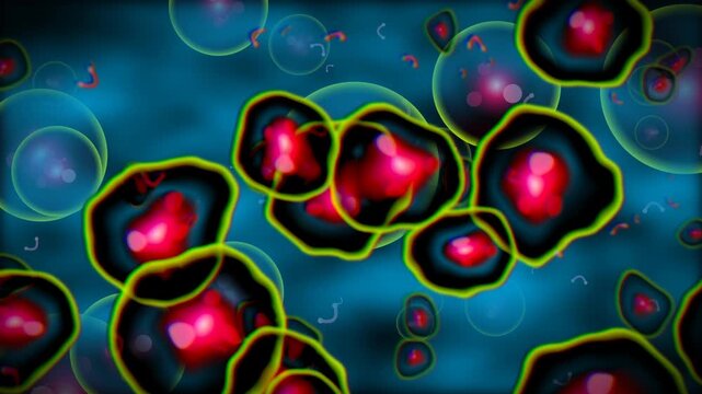 Corrupted tissue cellular biology microscopic red pink organism