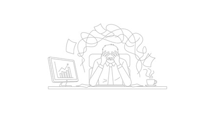 Fototapeta premium Stressed Office Employee Overwhelmed by Workload