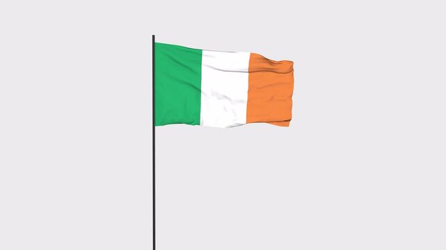 Ireland Flag Animation 4K Transparent Background with Alpha Channel