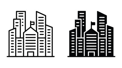 Obraz premium Modern city skyline with skyscrapers icon symbolizing urban development and real estate