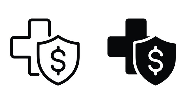 Medical health insurance shield with dollar sign icon representing financial protection and healthcare cost management