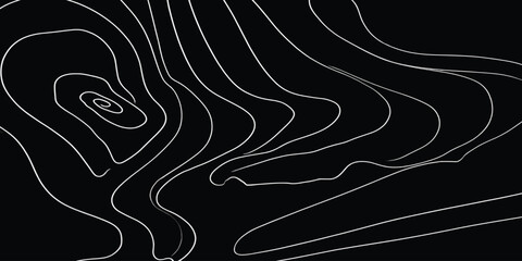 Minimal topographical contour map lines on black background with topography abstract geography cartography elevation background visualization landscape navigation technical geometric © MOHAMAD