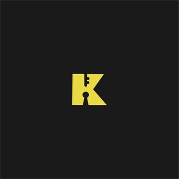 Modern minimalist monogram combining letter K with a keyhole silhouette, designed for digital protection, private consulting, real estate safety, and tech industry applications ensuring secure global 